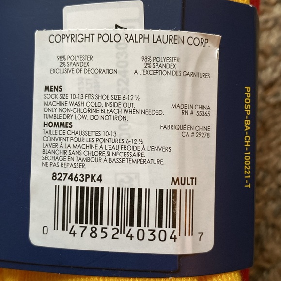 Men’s Polo Ralph Lauren 6 Pack Socks - Picture 4 of 4